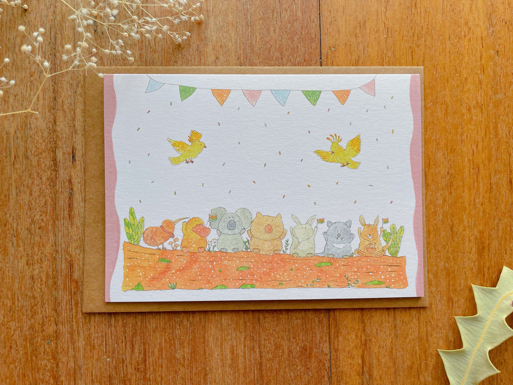 Happy Australian Animals Greeting Card | Art Cards
