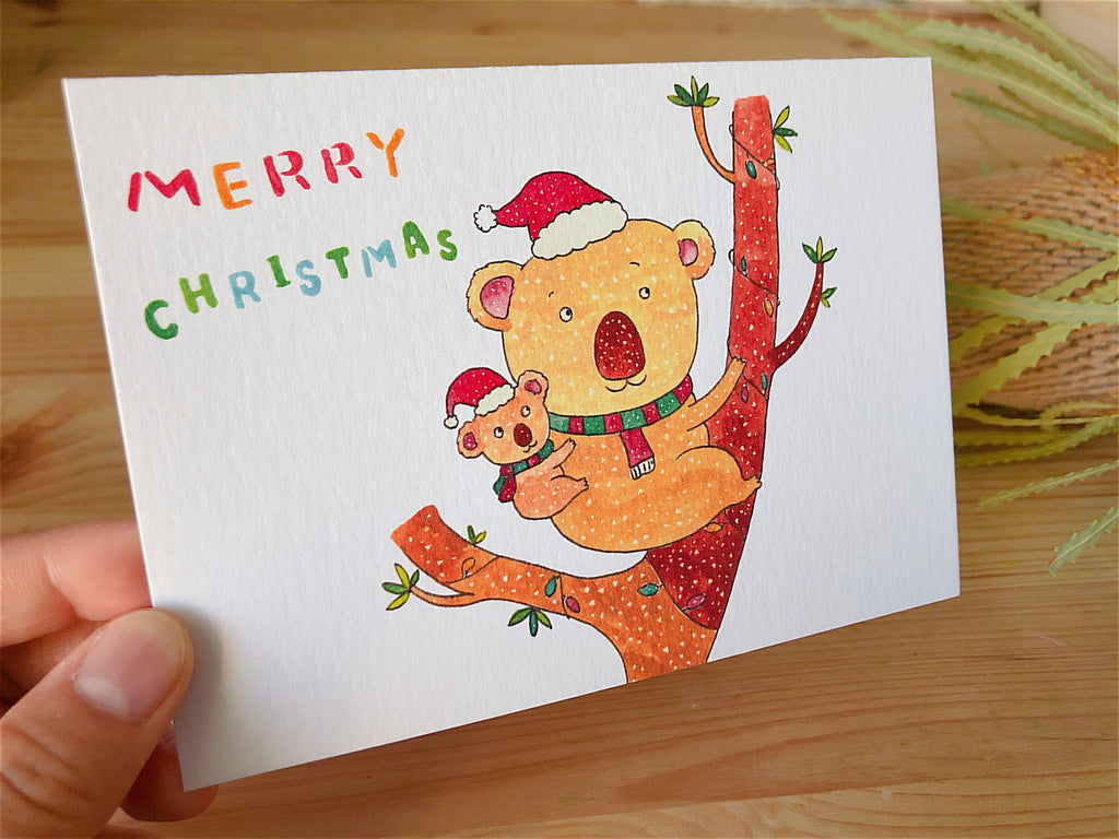 Xmas Card Koala Greeting Card | Art Cards