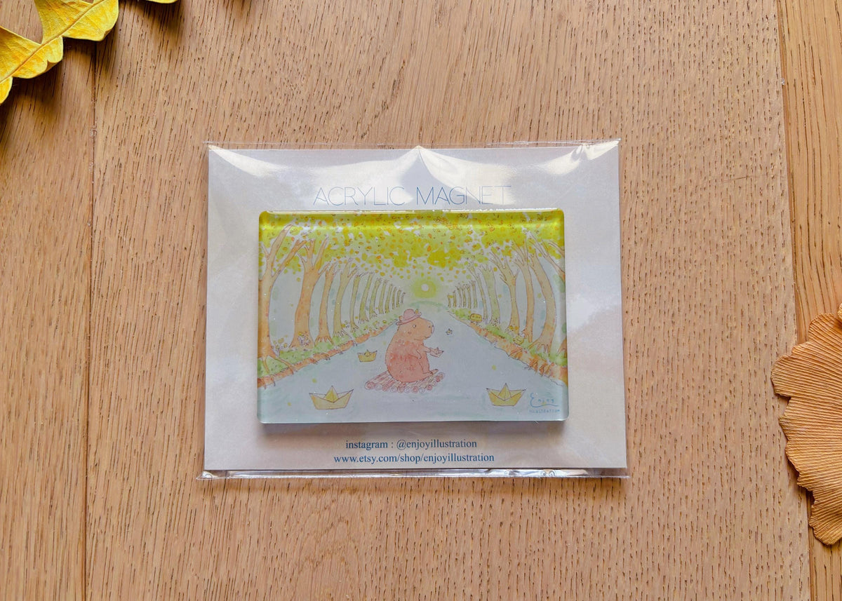 Capybara River Acrylic Magnet | Travel Souvenir
