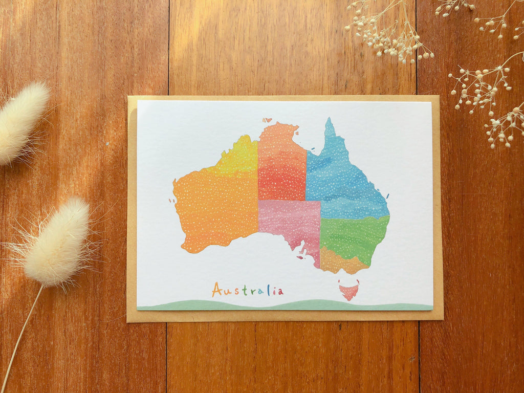 Australia Map Greeting Card | Art Cards