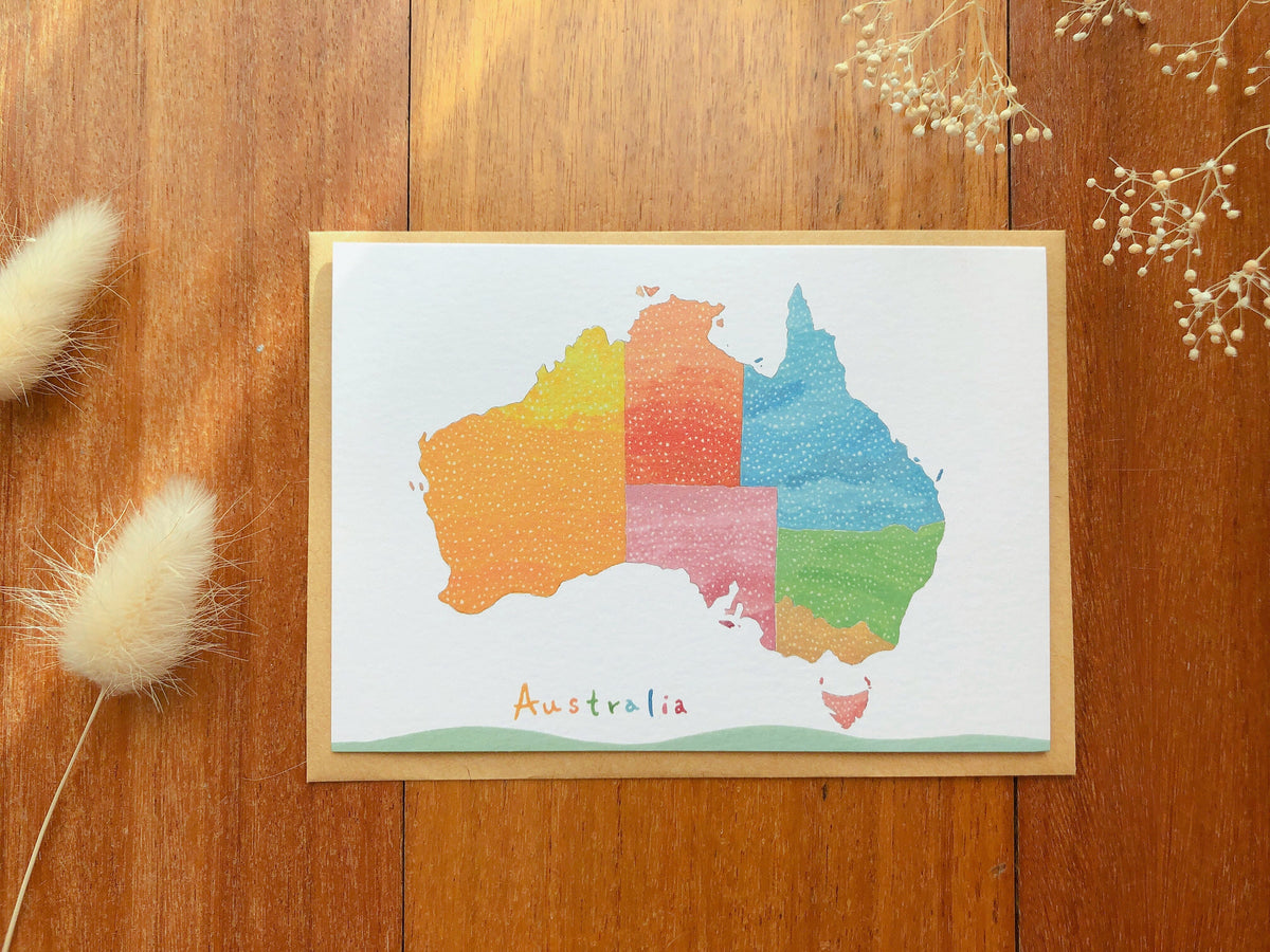 Australia Map Greeting Card | Art Cards