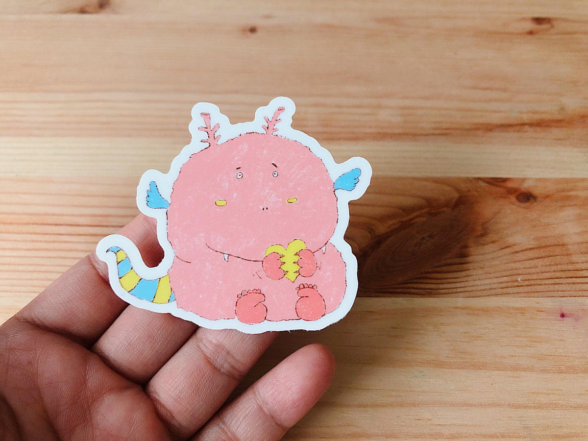 Pink Dragon Stickers/ heart/ love heart/ sticker/ stickers/ stationary/ decoration / cute/illustration
