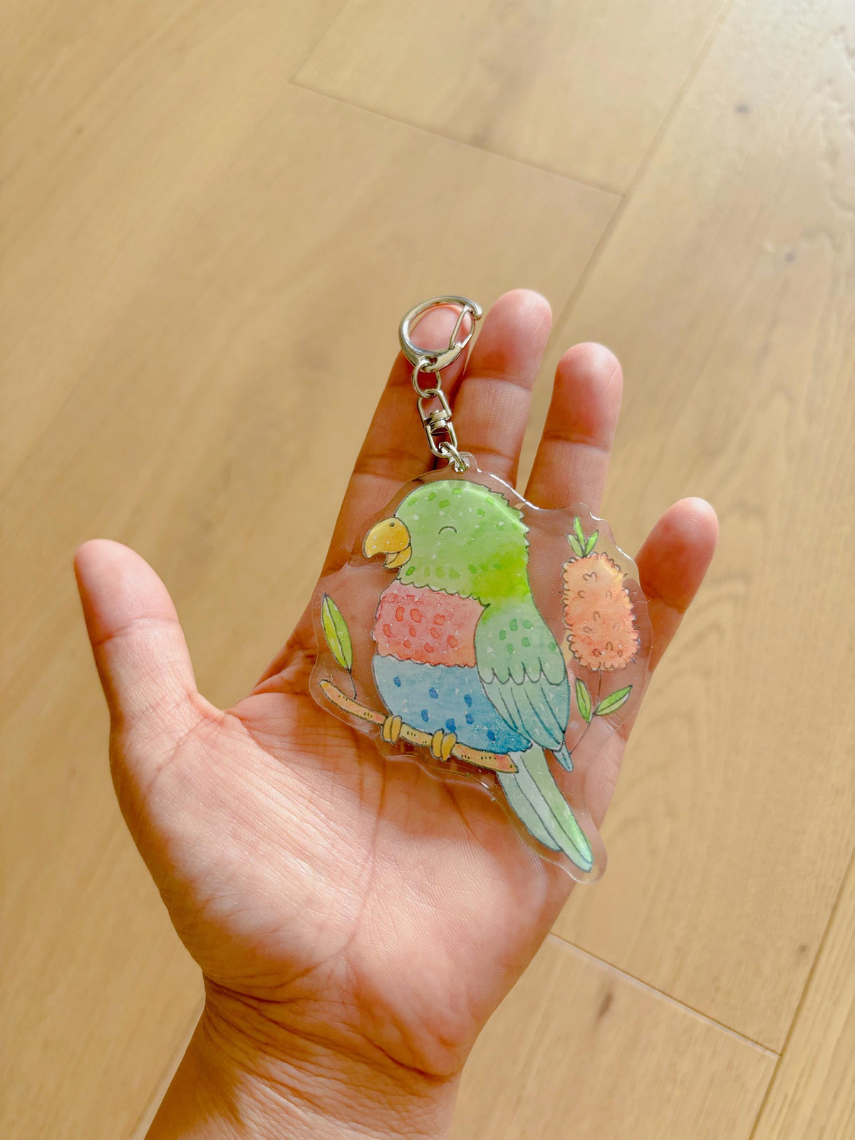 Rainbow Lorikeet Acrylic Keychain | Bag Charm