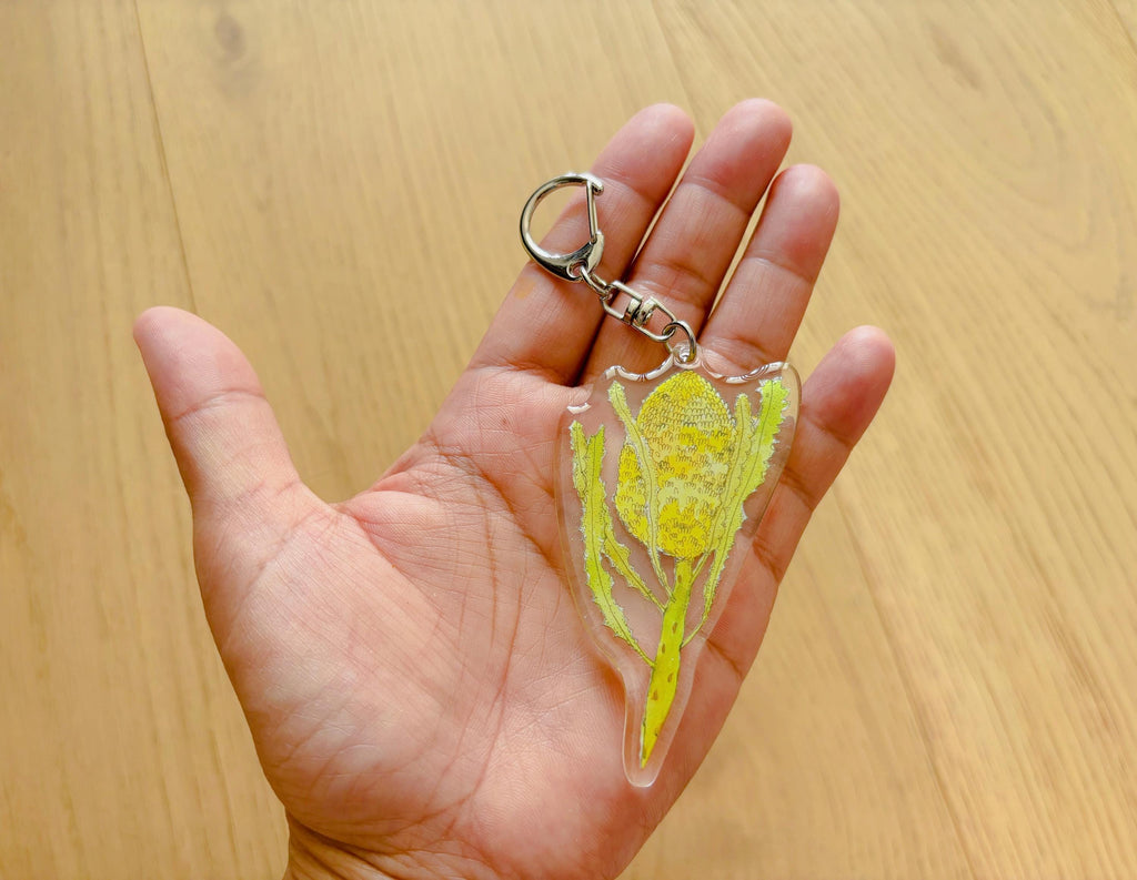 Golden Banksia Acrylic Keychain | Bag Charm