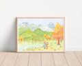 Quarry Lake, Canmore Canada – Watercolour Landscape Art Print / Canadian Mountain Illustration / Travel Wall Art / Nursery Decor