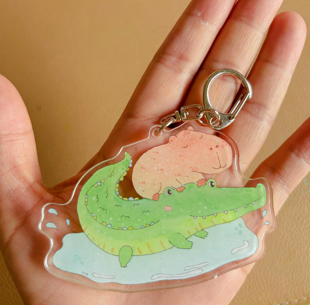 Capybara Adventure Ride Acrylic Keychain | Bag Charm