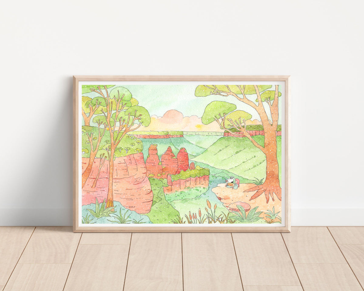 Blue Mountains Three Sisters  / Sydney trip/ watercolour / illustration/ wall art