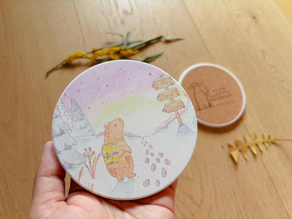 Follow Your Heart Capybara Travel Gift | Table Coaster
