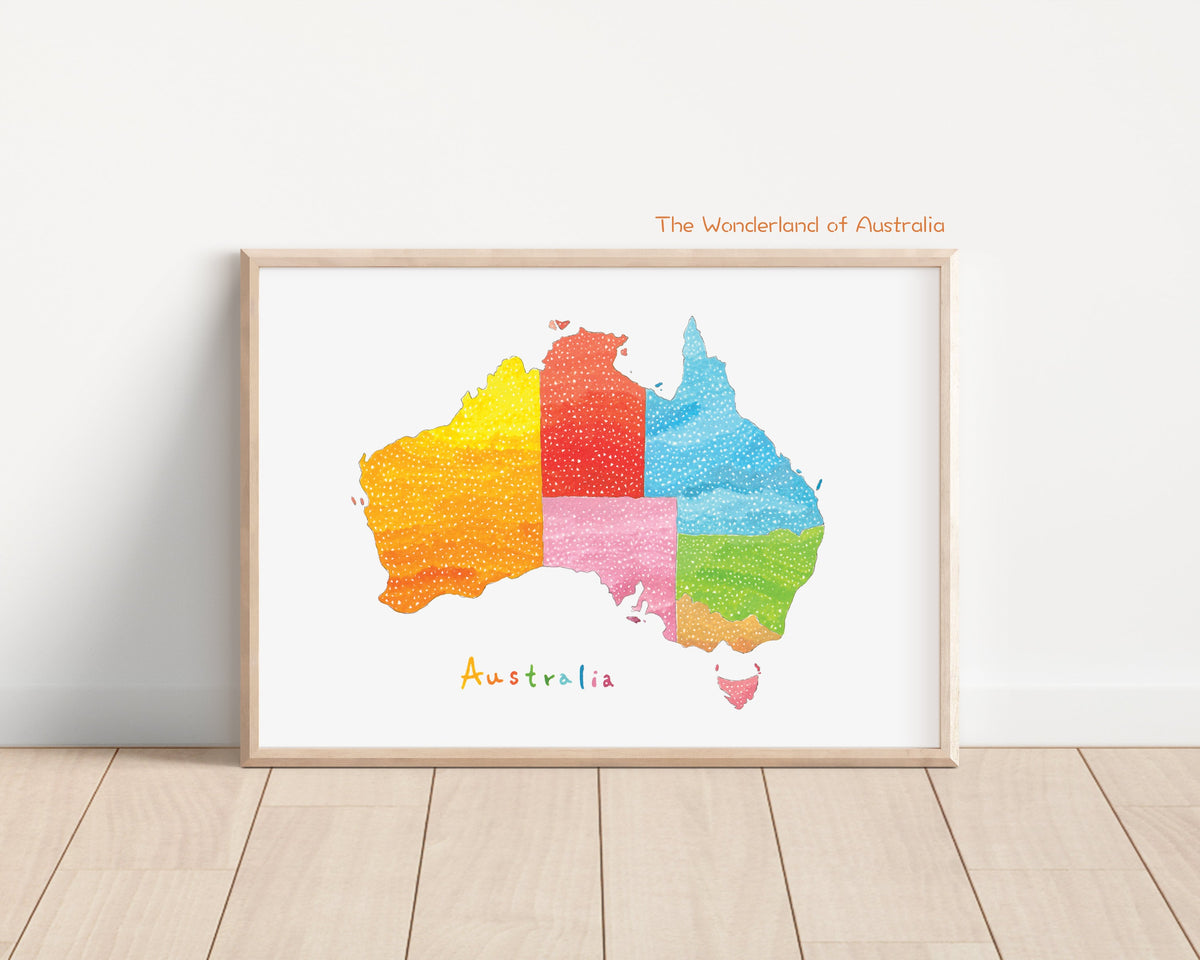 Australia Map Art Print | Nursery Decor