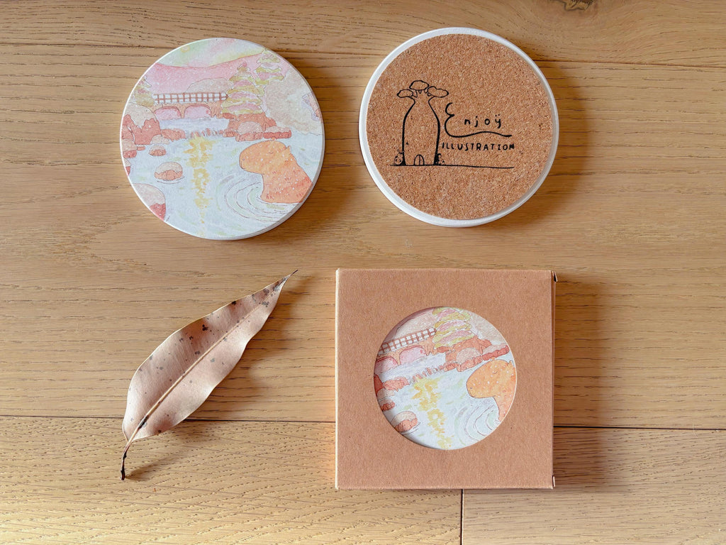 Capybara Winter Hot Spring Travel Gift | Table Coaster