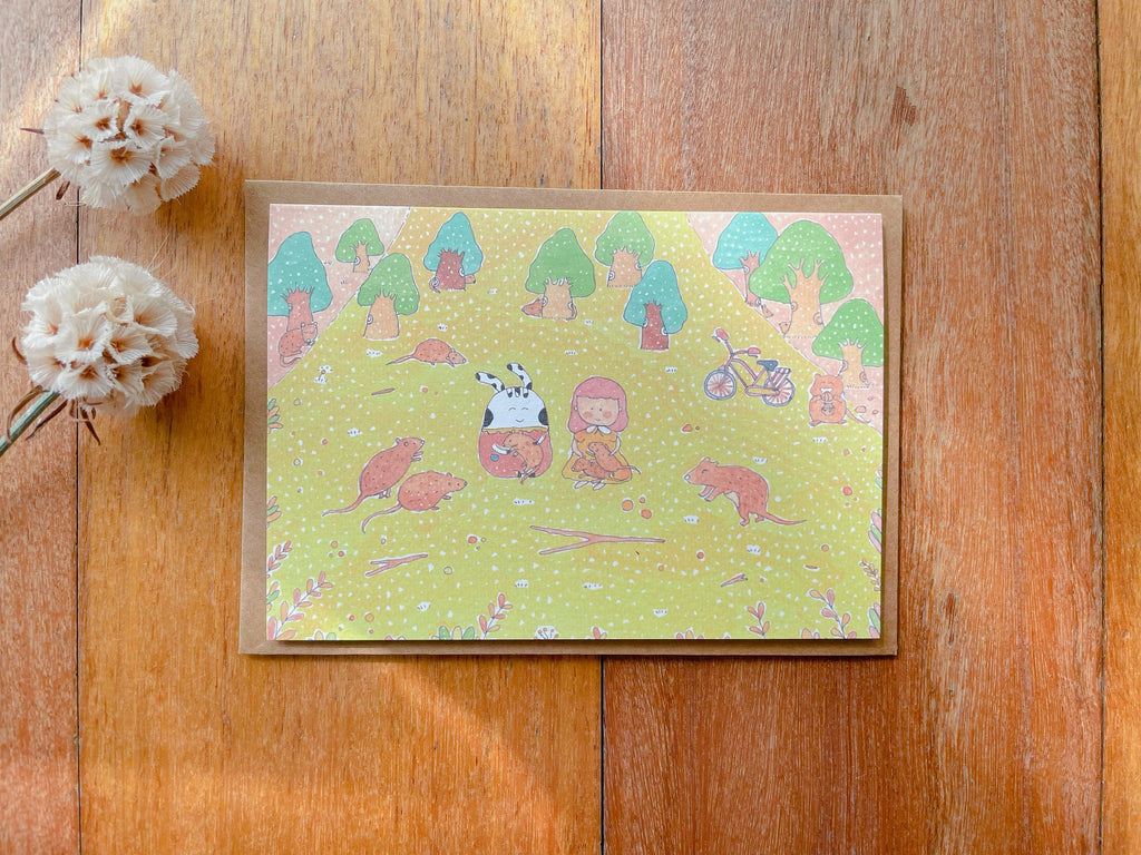 Cuddle with Quokka Greeting Card | Art Cards