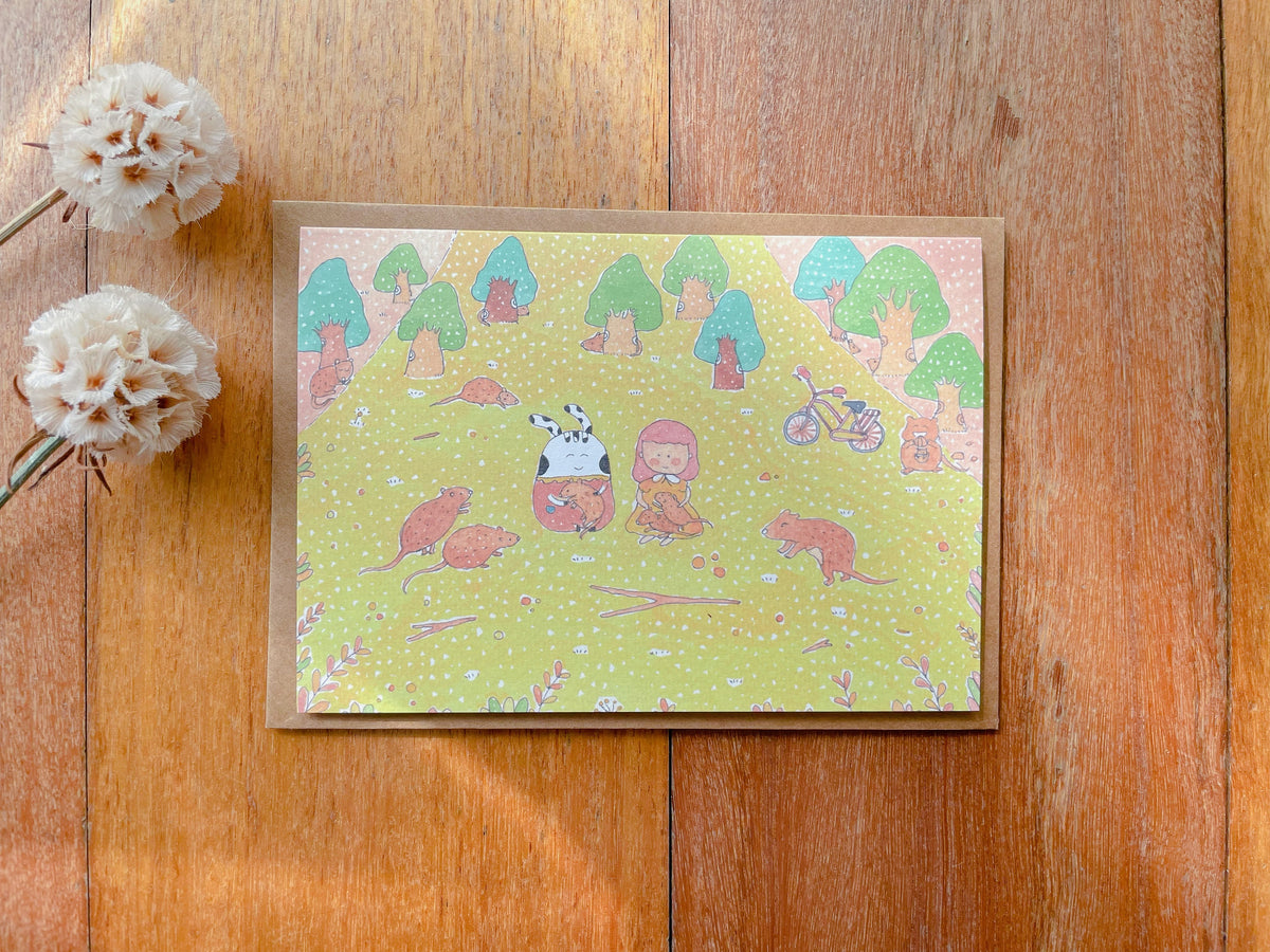 Cuddle with Quokka Greeting Card | Art Cards