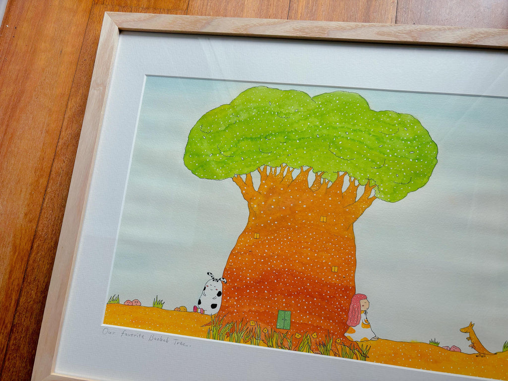 Original Painting /Our favorite Baobab Tree/ Australia Landscape/Tree of life/Art Print/watercolor/ illustration/ wall art