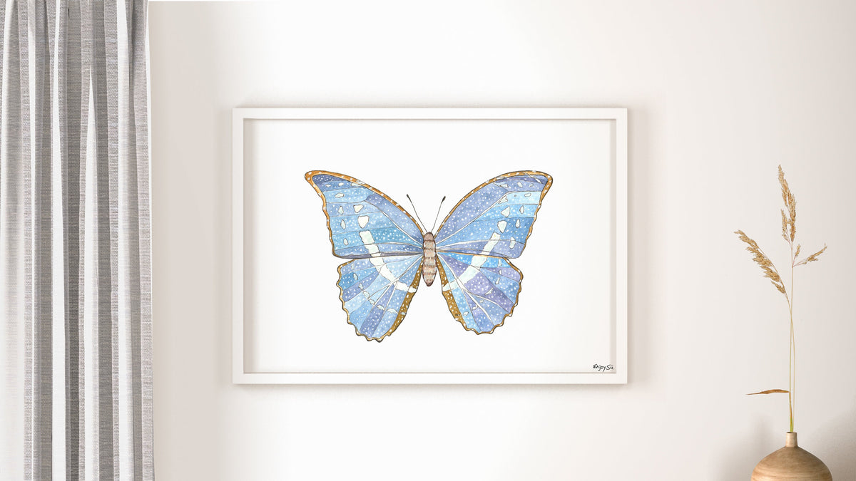 Blue butterfly Art Print | Nursery Decor