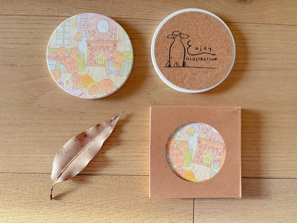 Capybara Cozy Corner Travel Gift | Table Coaster