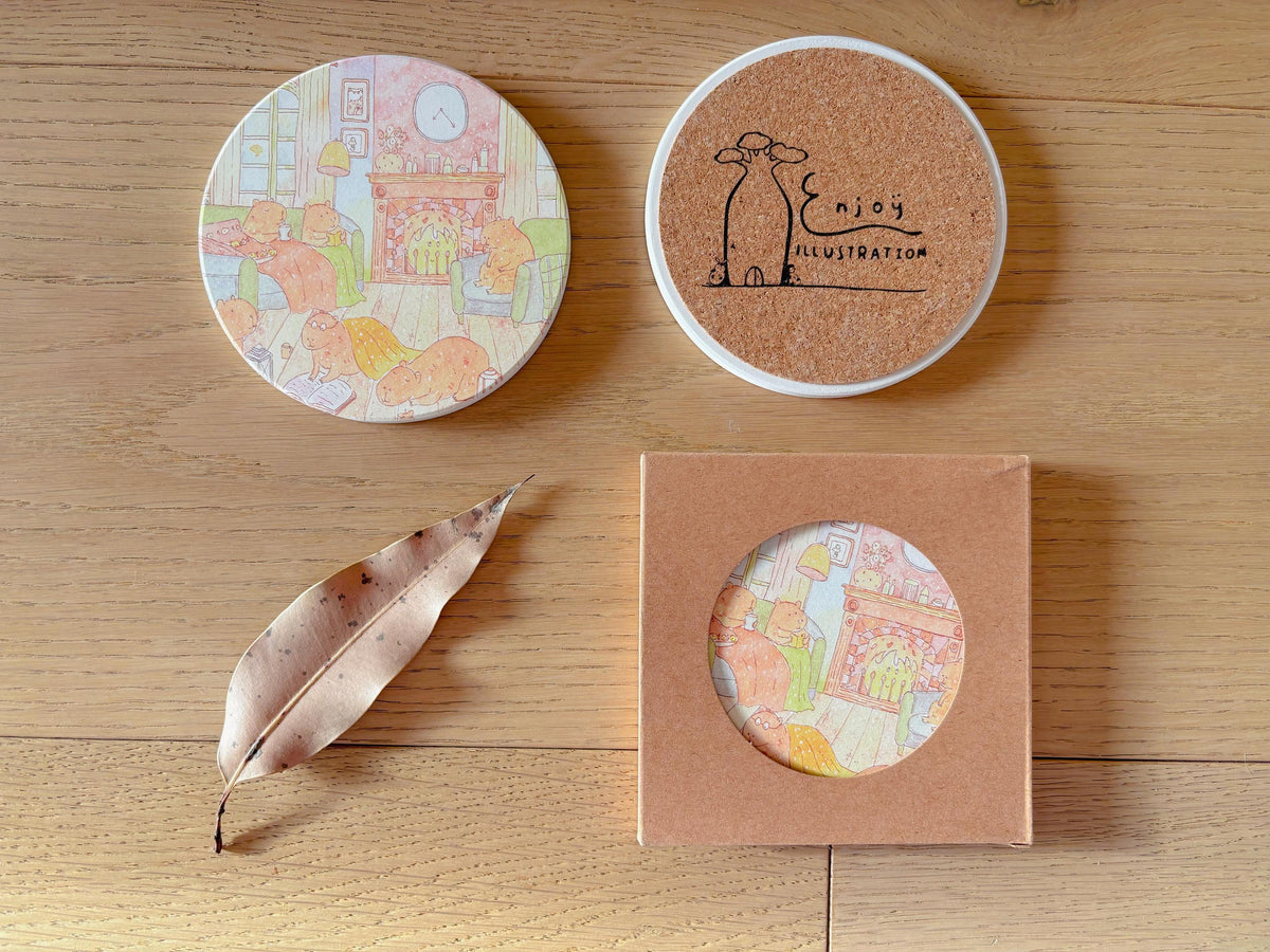 Capybara Cozy Corner Travel Gift | Table Coaster