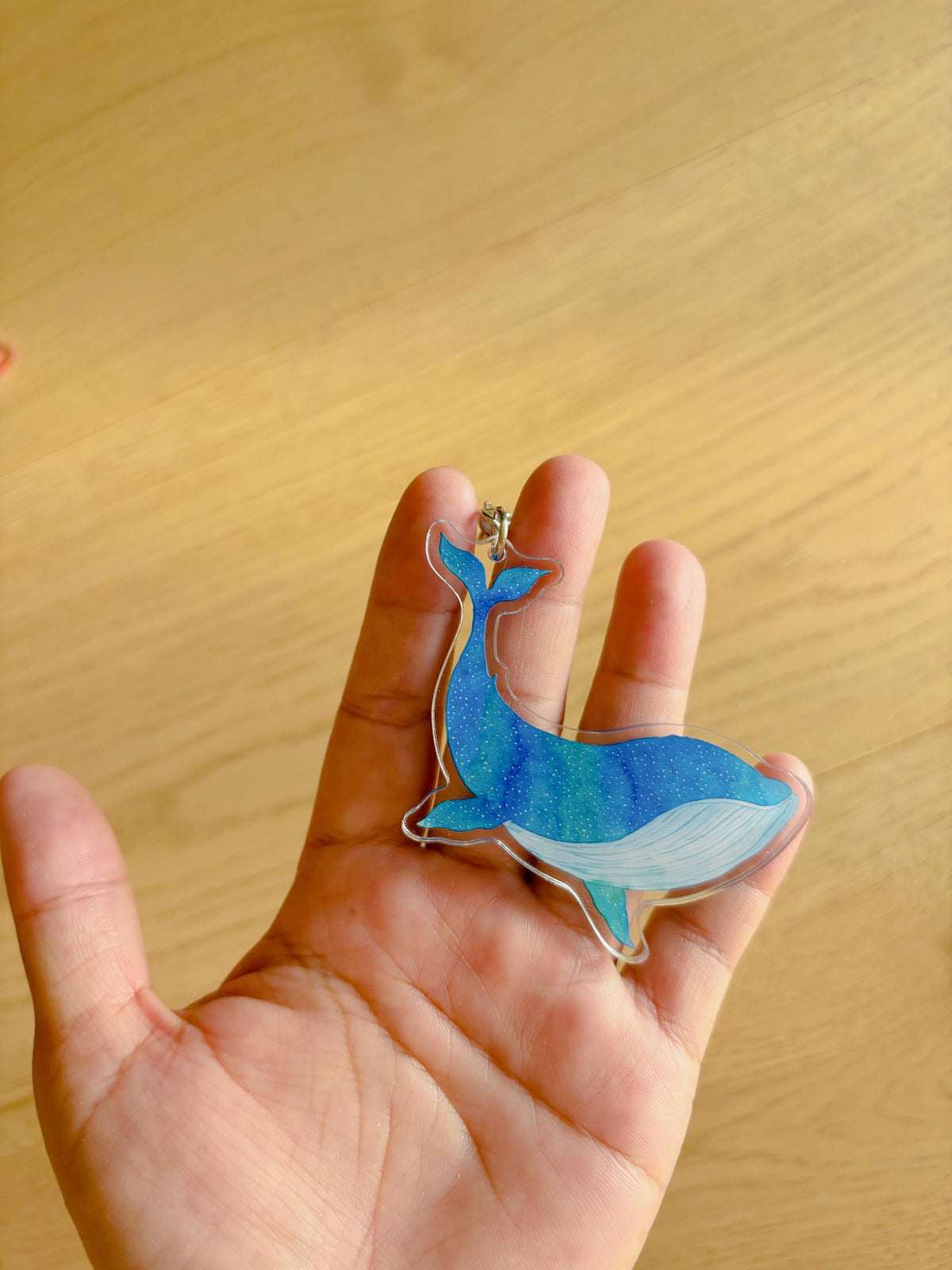 Blue Galaxy Whale KeyRing / Cute Clear Acrylic Keychain