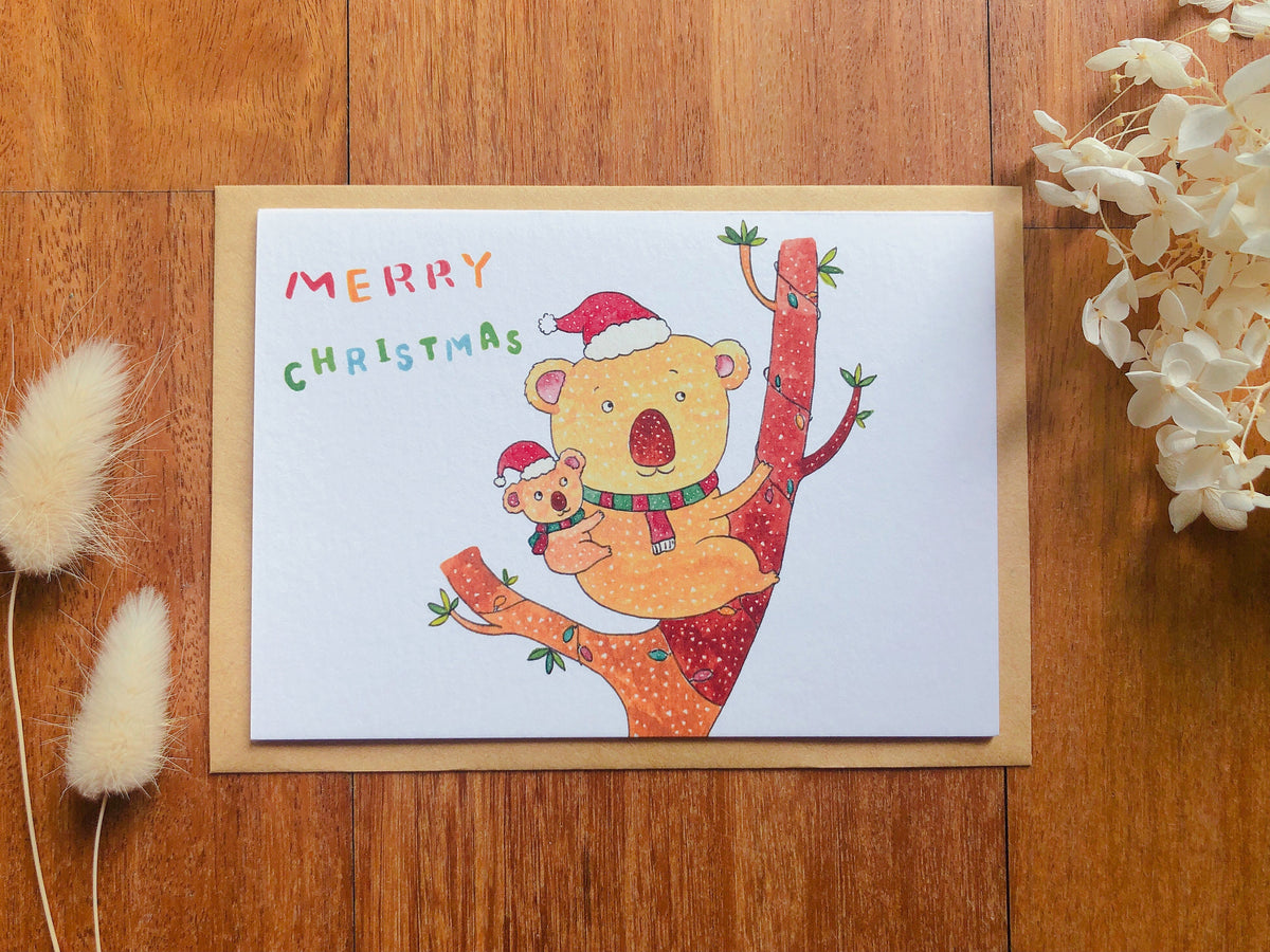 Xmas Card Koala Greeting Card | Art Cards