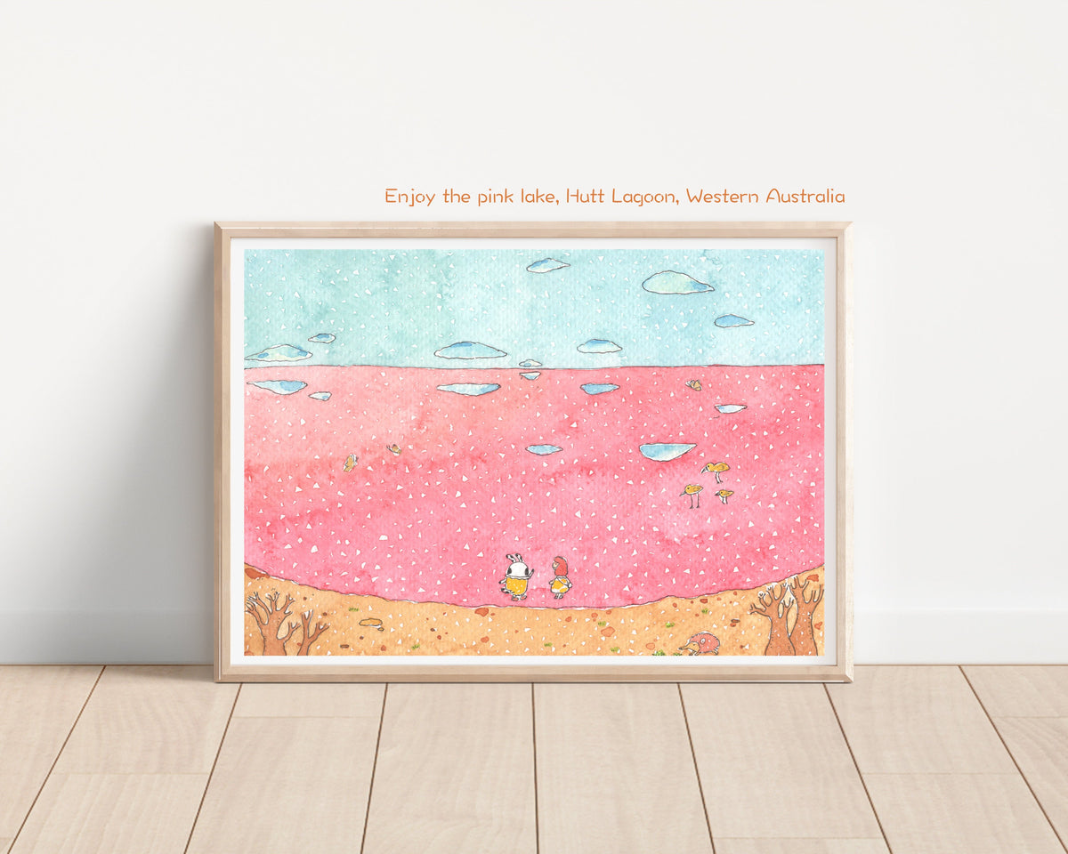 Hutt Lagoon Pink Lake  Art Print | Nursery Decor