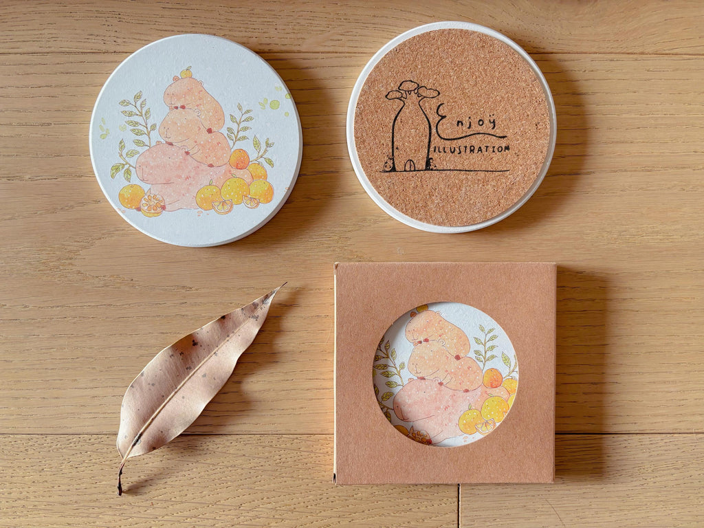 Cozy Capybara Pile-Up Travel Gift | Table Coaster