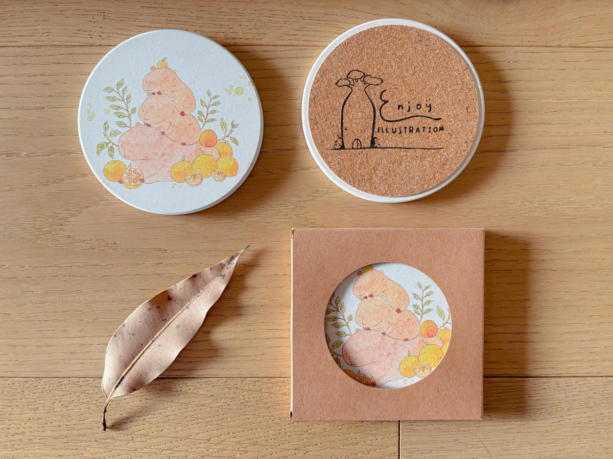 Cozy Capybara Pile-Up Travel Gift | Table Coaster