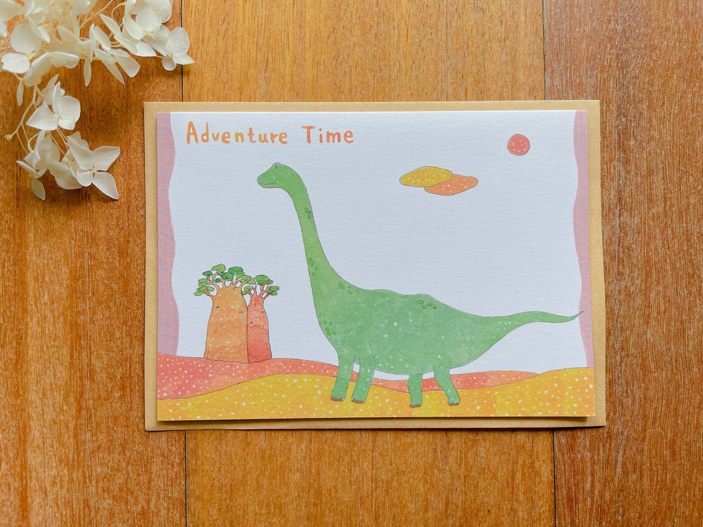 Dinosaur Brontosaurus Adventure Greeting Card | Art Cards