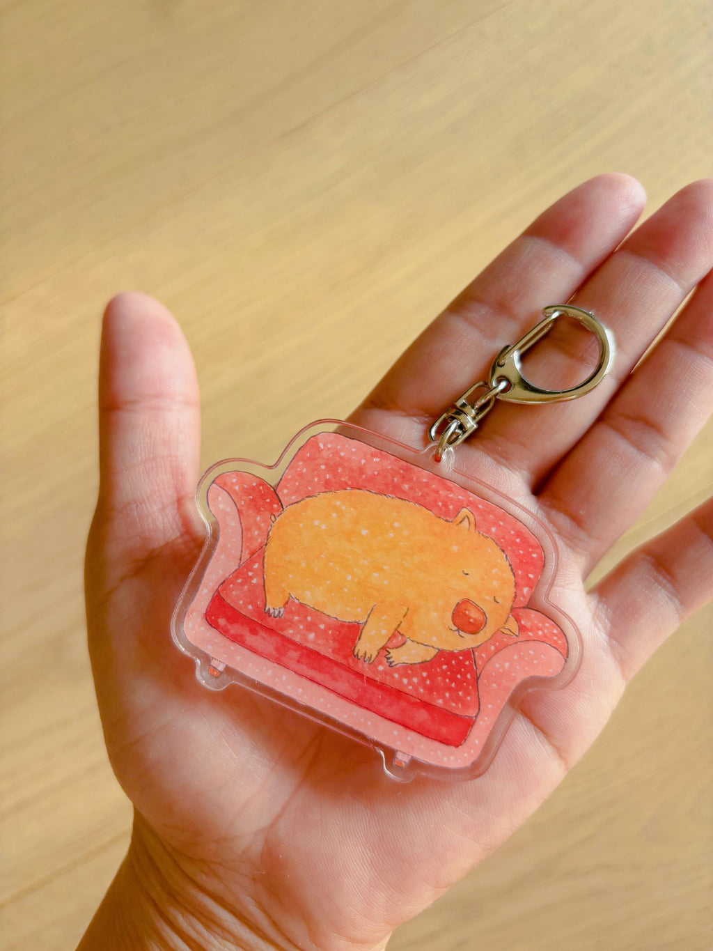 Couch Potato Wombat Acrylic Keychain | Bag Charm