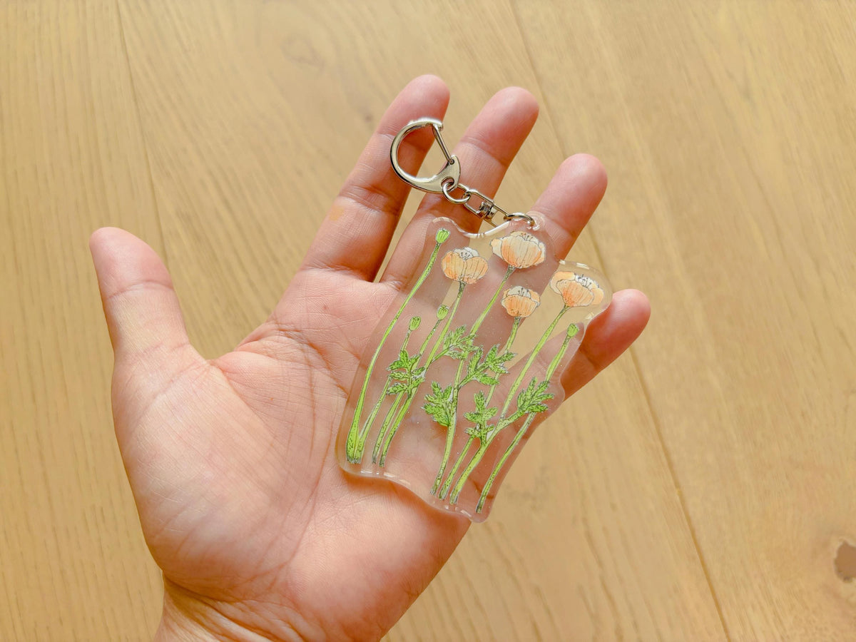 Red Poppy Acrylic Keychain | Bag Charm