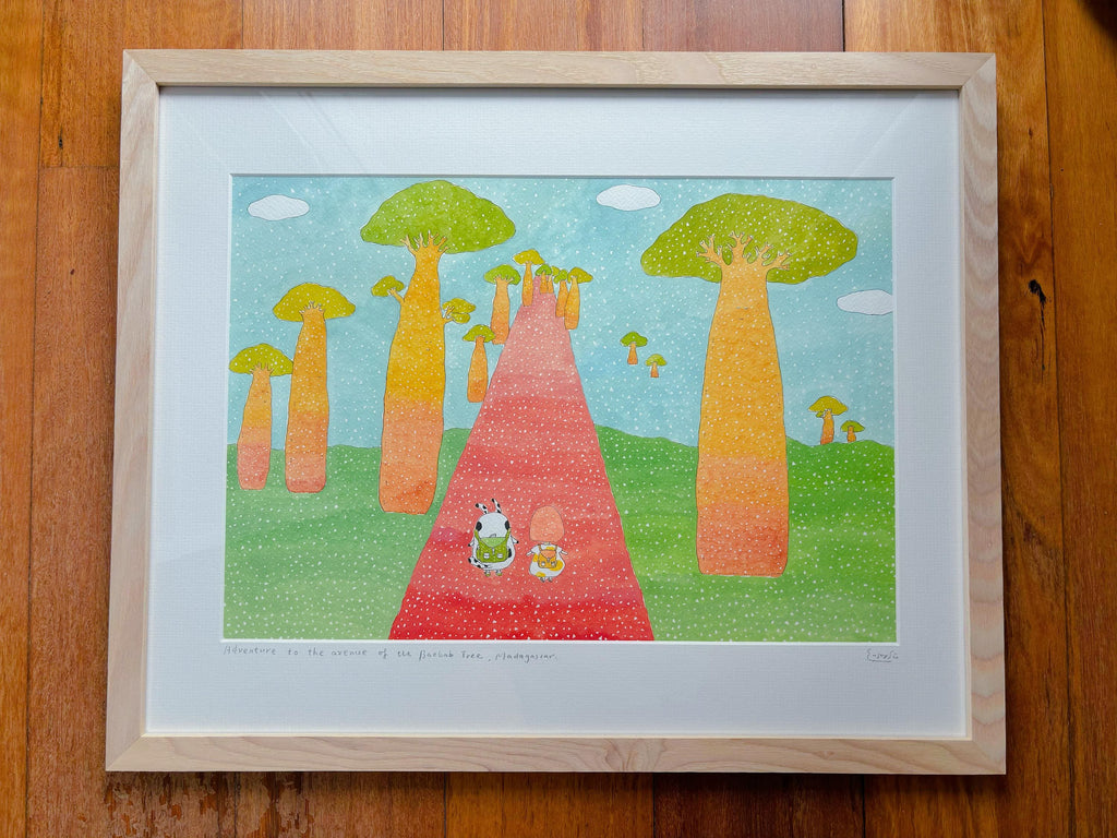 Original Painting / Avenue of the Baobabs / Madagascar / Baobab Trees / Mystical Tree / African Landscape /  Travel Adventure Art