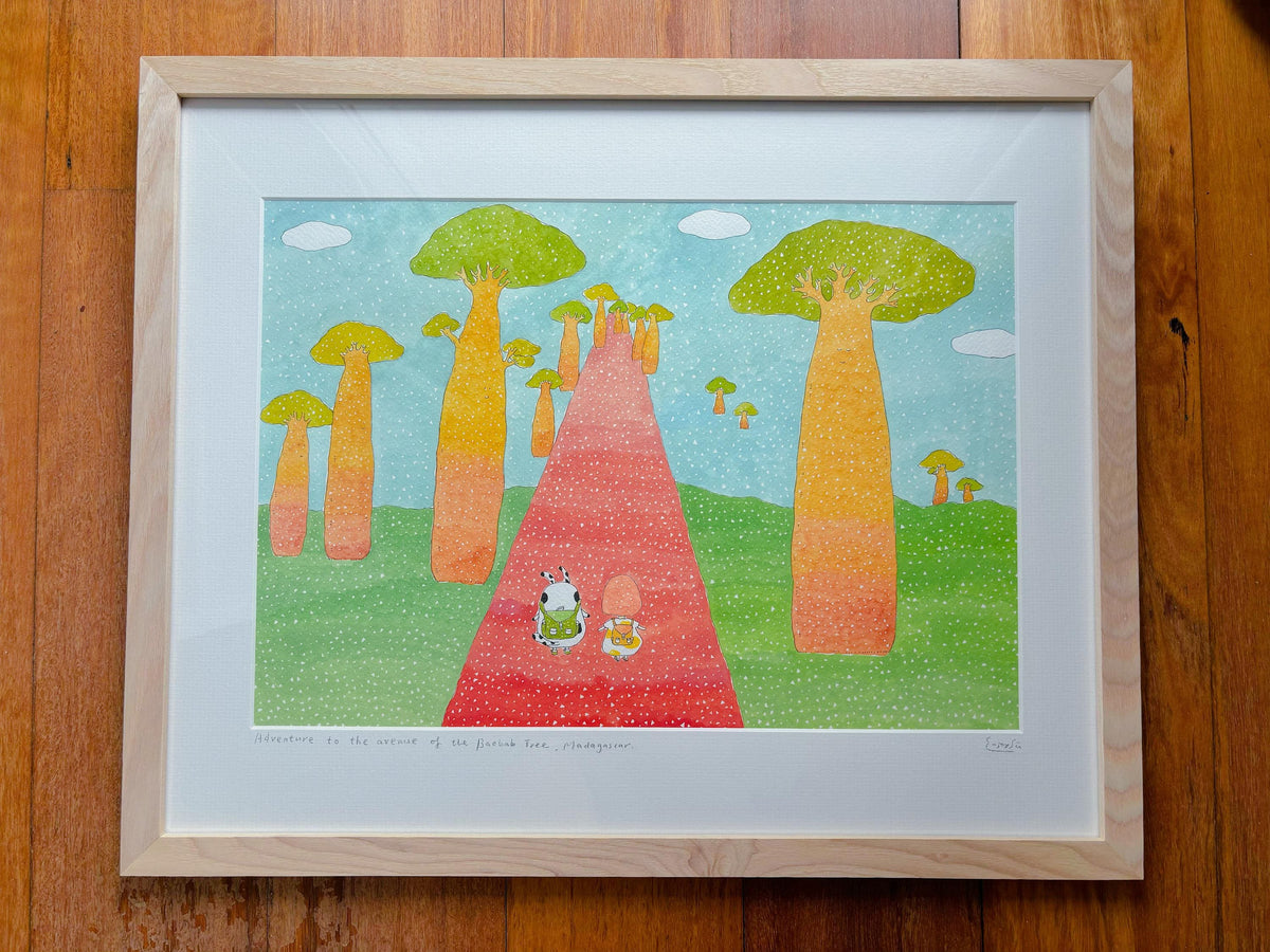 Original Painting / Avenue of the Baobabs / Madagascar / Baobab Trees / Mystical Tree / African Landscape /  Travel Adventure Art