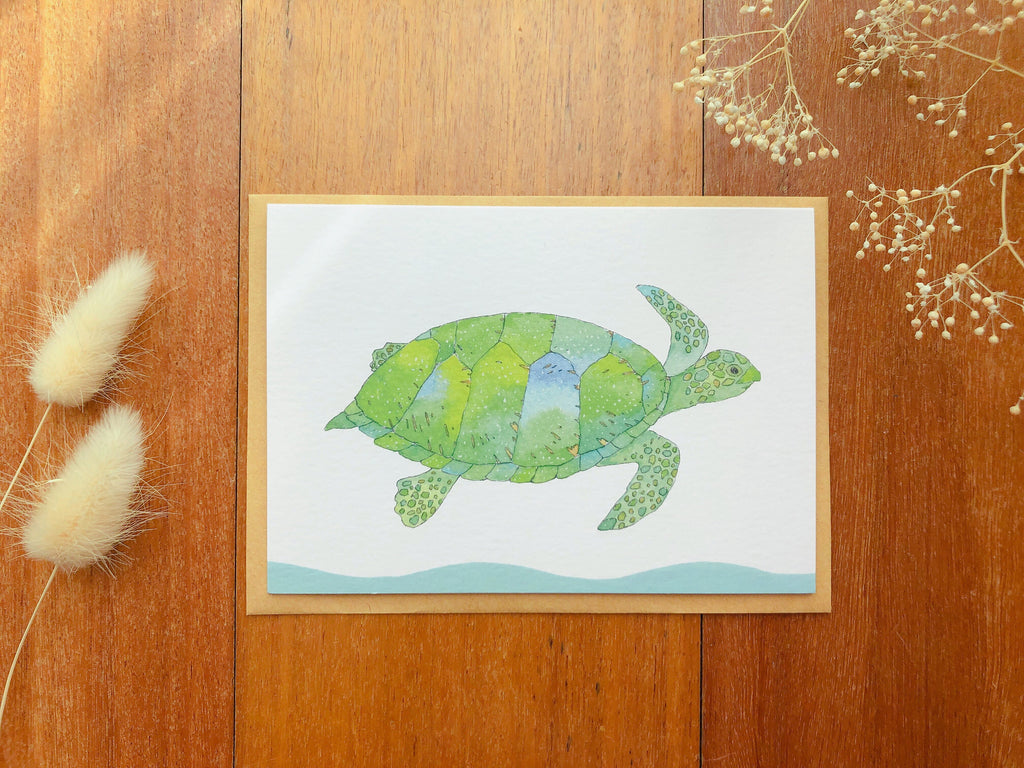 Green Sea Turtle/ turtle/ sea turtle/ Greeting card / illustration/ watercolour/ card