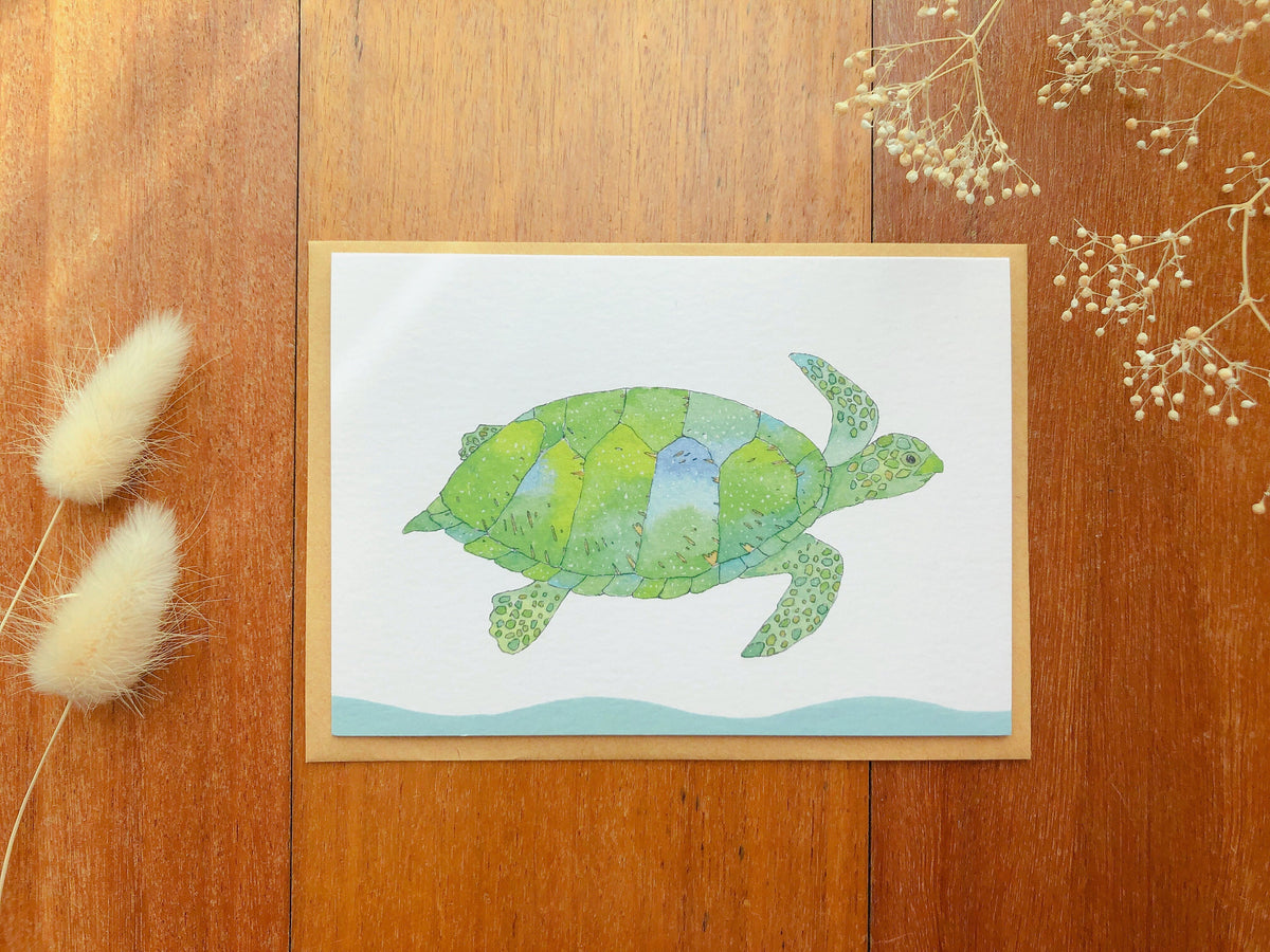 Green Sea Turtle/ turtle/ sea turtle/ Greeting card / illustration/ watercolour/ card