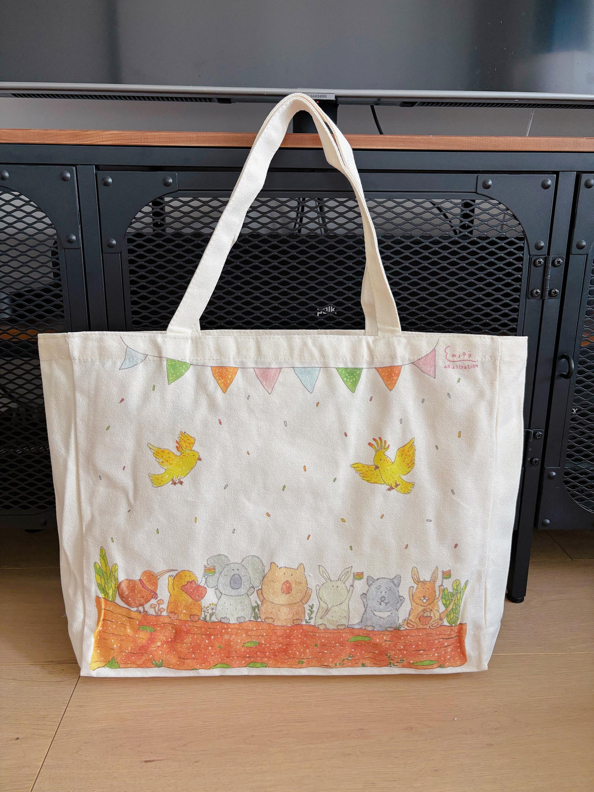 Australian Animal & Little New Friend Kiwi Bird Canvas tote | Travel Bag