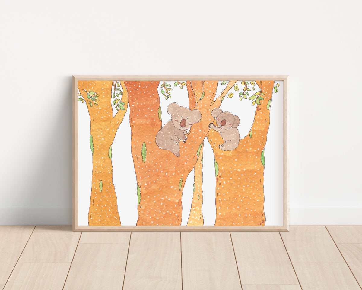 A Cozy Day and Sleepy Koala Art Print | Nursery Decor