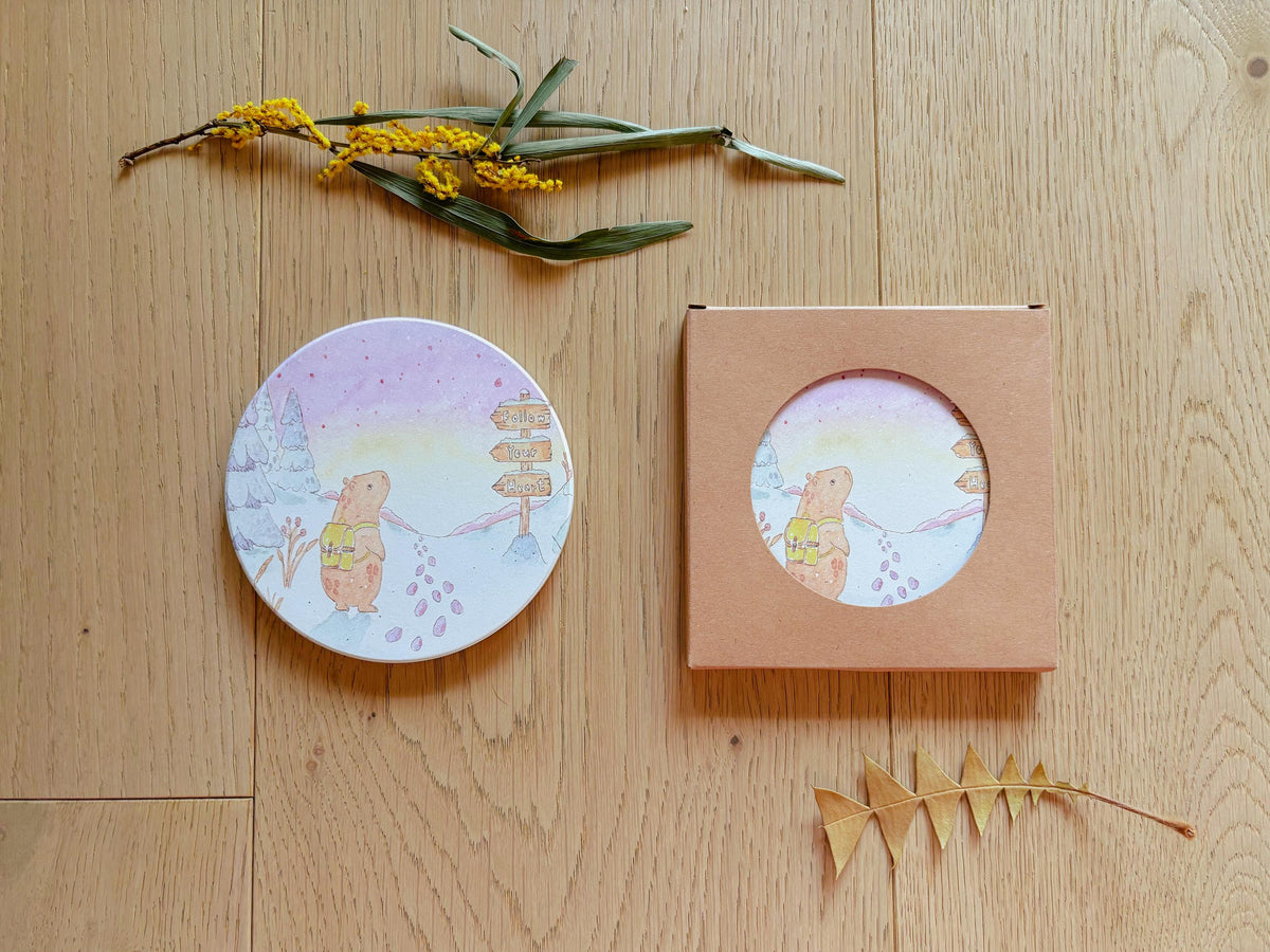 Follow Your Heart Capybara Travel Gift | Table Coaster