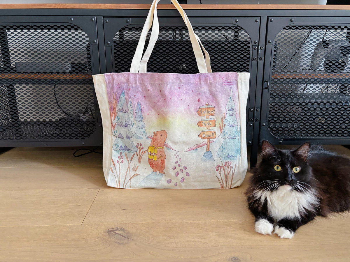 Capybara Follow Your Heart Canvas tote | Travel Bag