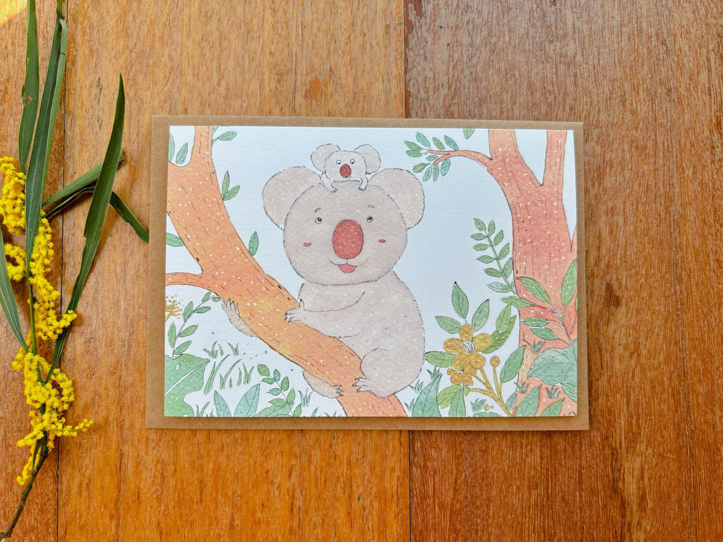 Koala and Joey's Tree Hug  Greeting Card | Art Cards