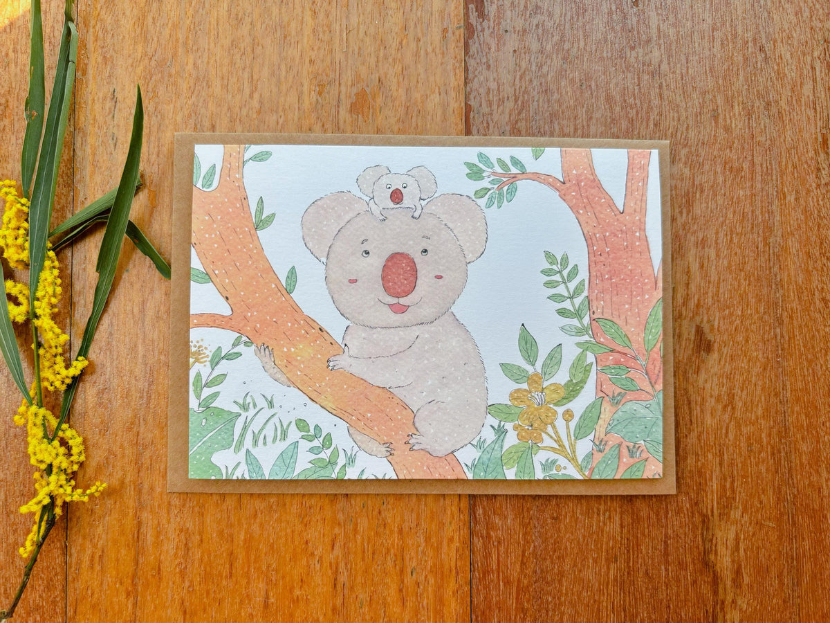Koala and Joey's Tree Hug  Greeting Card | Art Cards