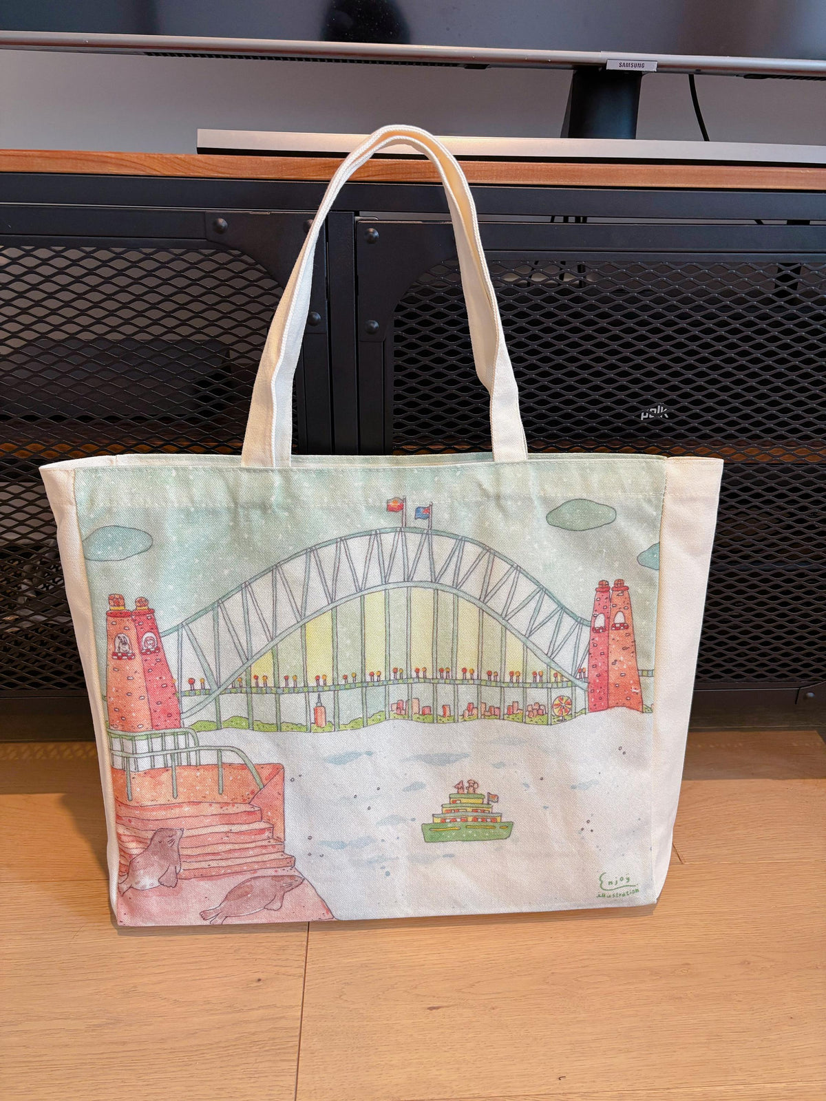 The Joyful Seals & Sydney Harbour Bridge Canvas tote | Travel Bag