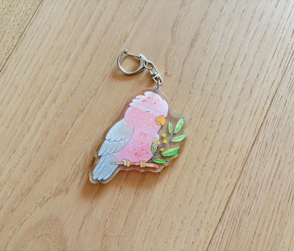 Pink Galah Acrylic Keychain | Bag Charm