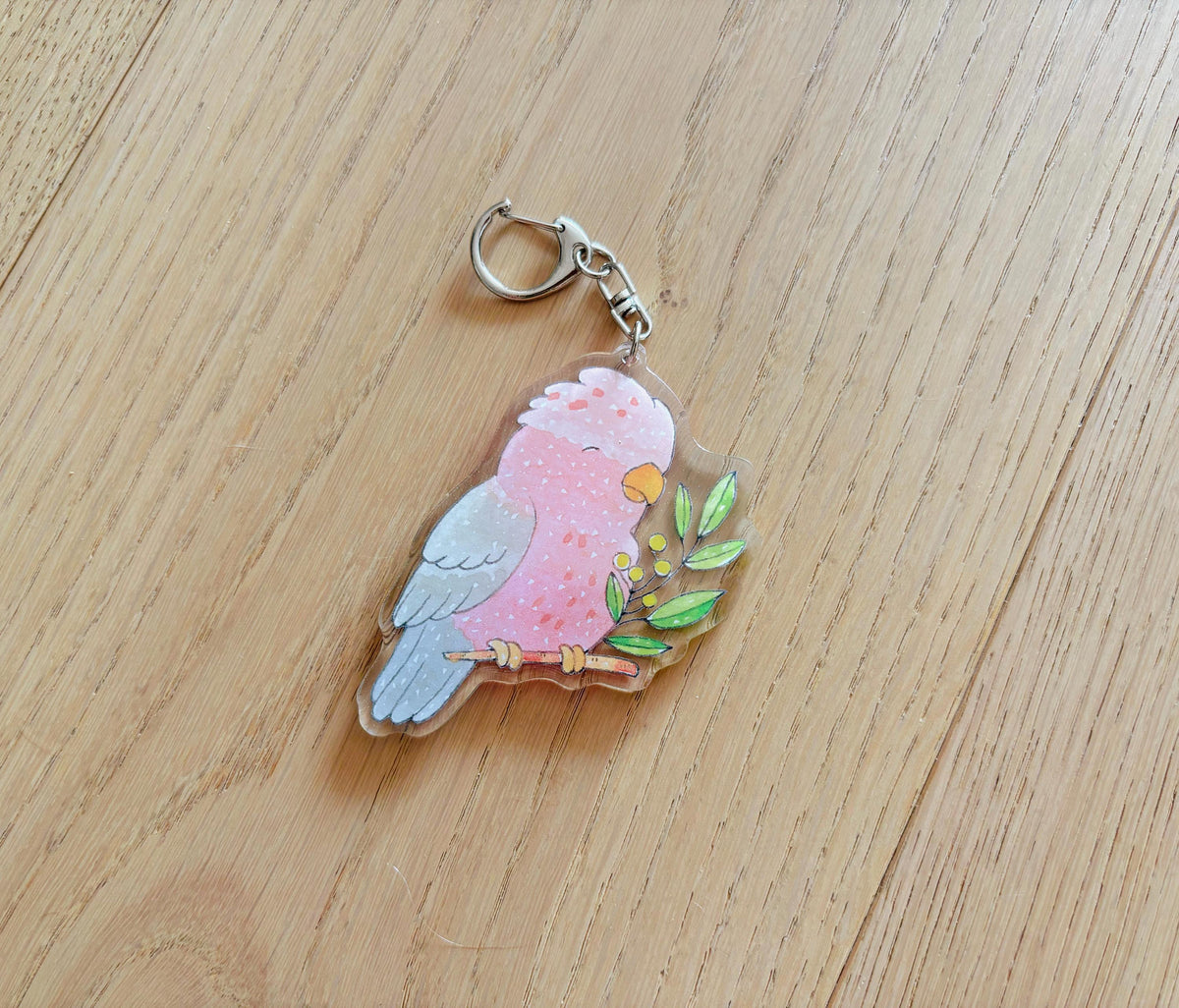 Pink Galah Acrylic Keychain | Bag Charm