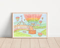 Capybara in a Hot Air Balloon, Canberra- Whimsical Watercolor Art Print / illustration/ wall art