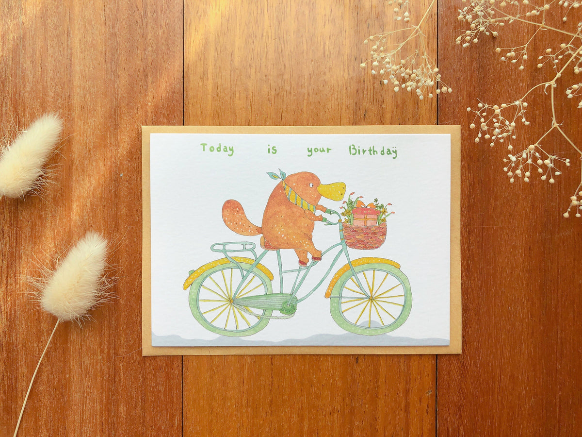 Platypus sending love Greeting Card | Art Cards