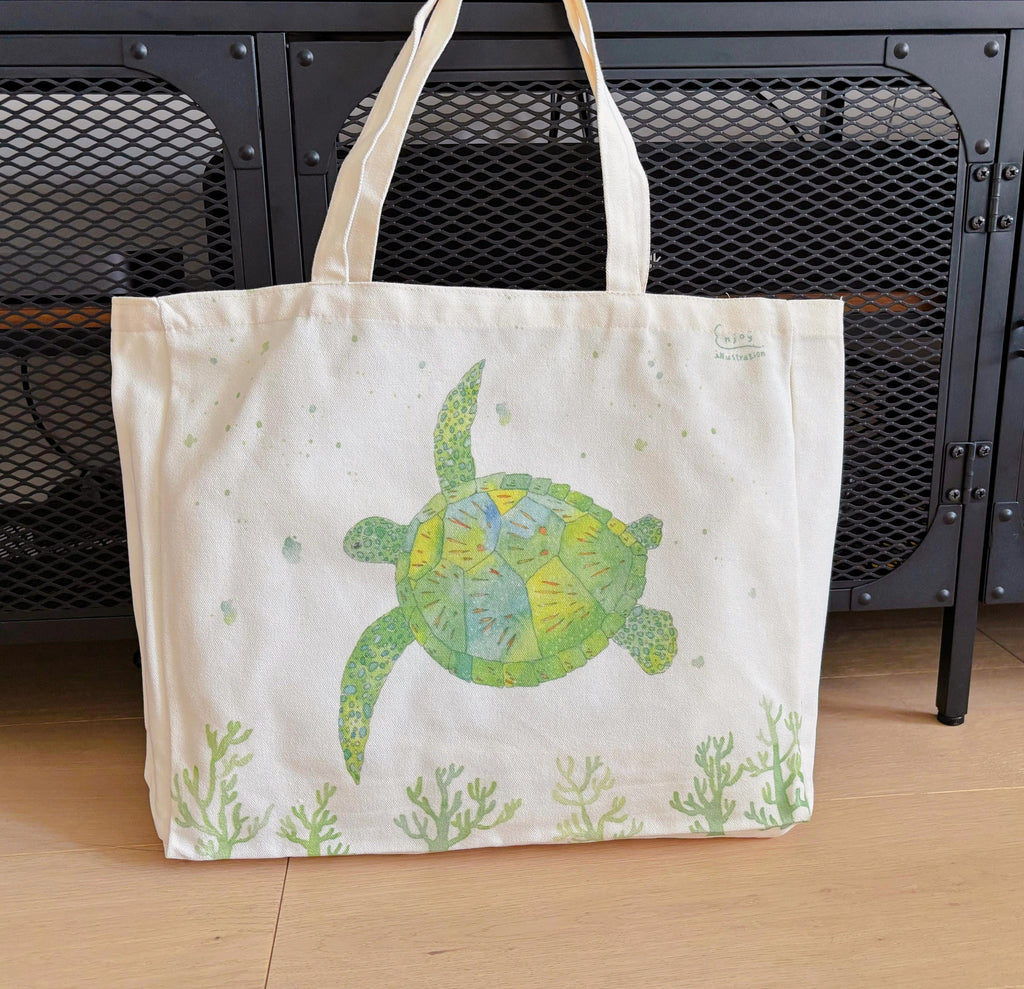 Green Sea Turtle  Canvas tote | Travel Bag