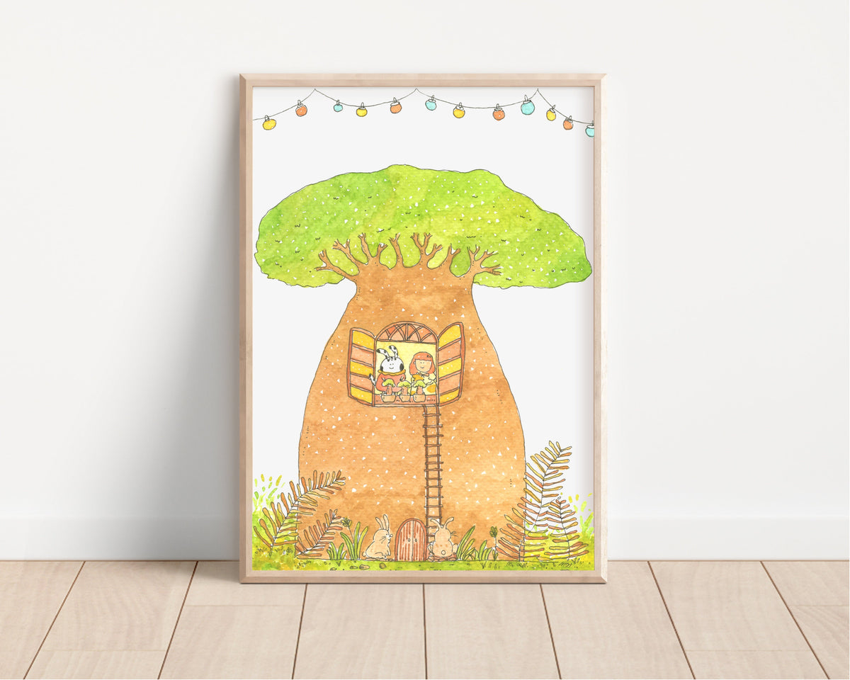 Baobab Tree House Art Print | Nursery Decor
