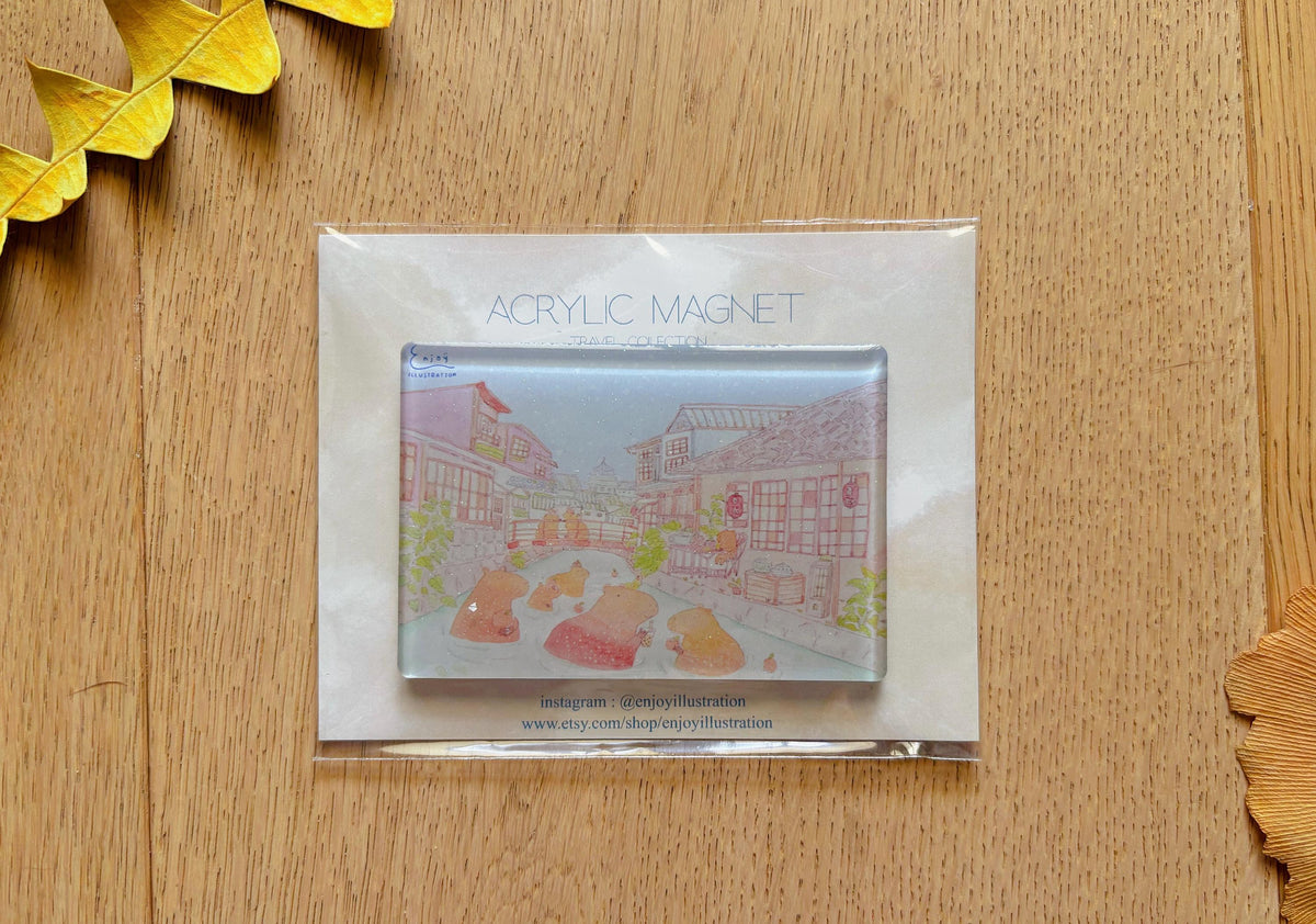 Capybara in Japan Acrylic Magnet | Travel Souvenir
