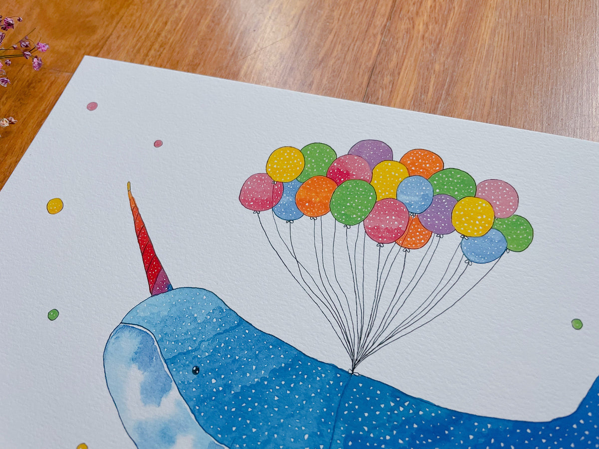 Narwhale Dare To Dream Art Print Art Print | Nursery Decor