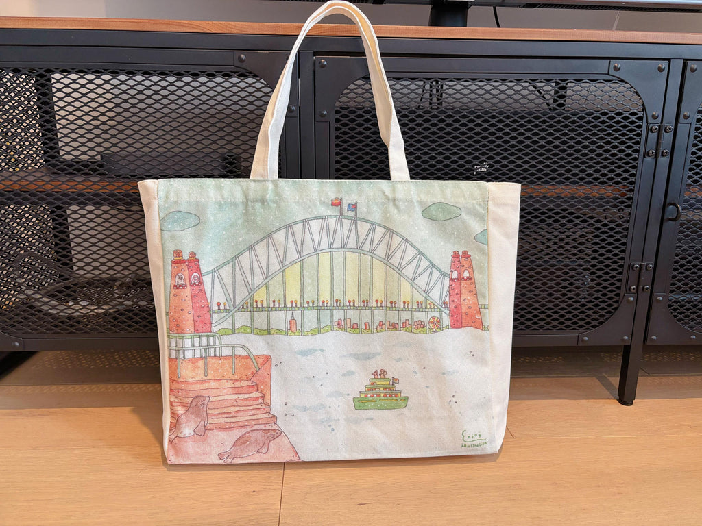 The Joyful Seals & Sydney Harbour Bridge Canvas tote | Travel Bag