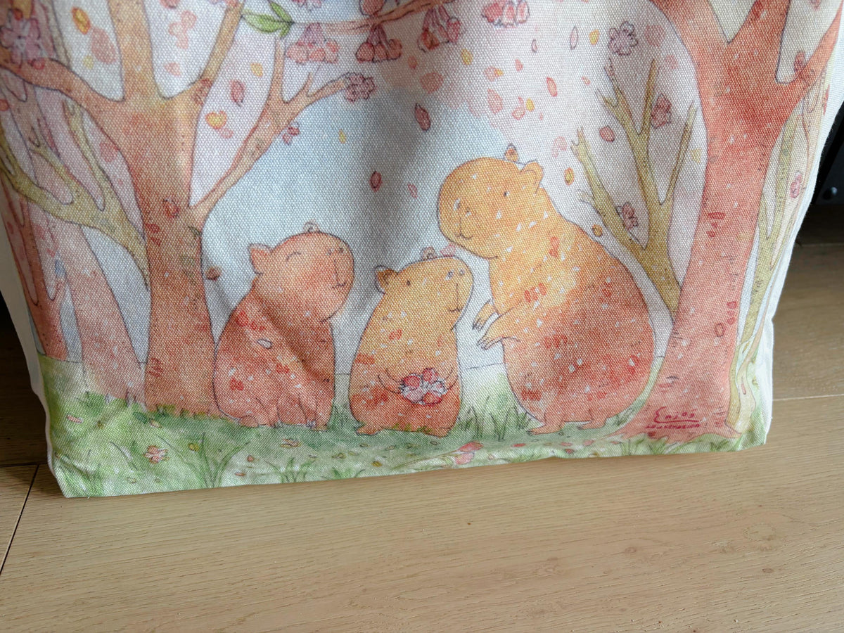 Capybara Cherry Blossom  Canvas tote | Travel Bag