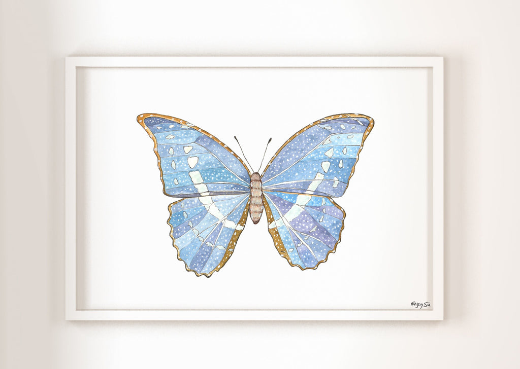Blue butterfly Art Print | Nursery Decor